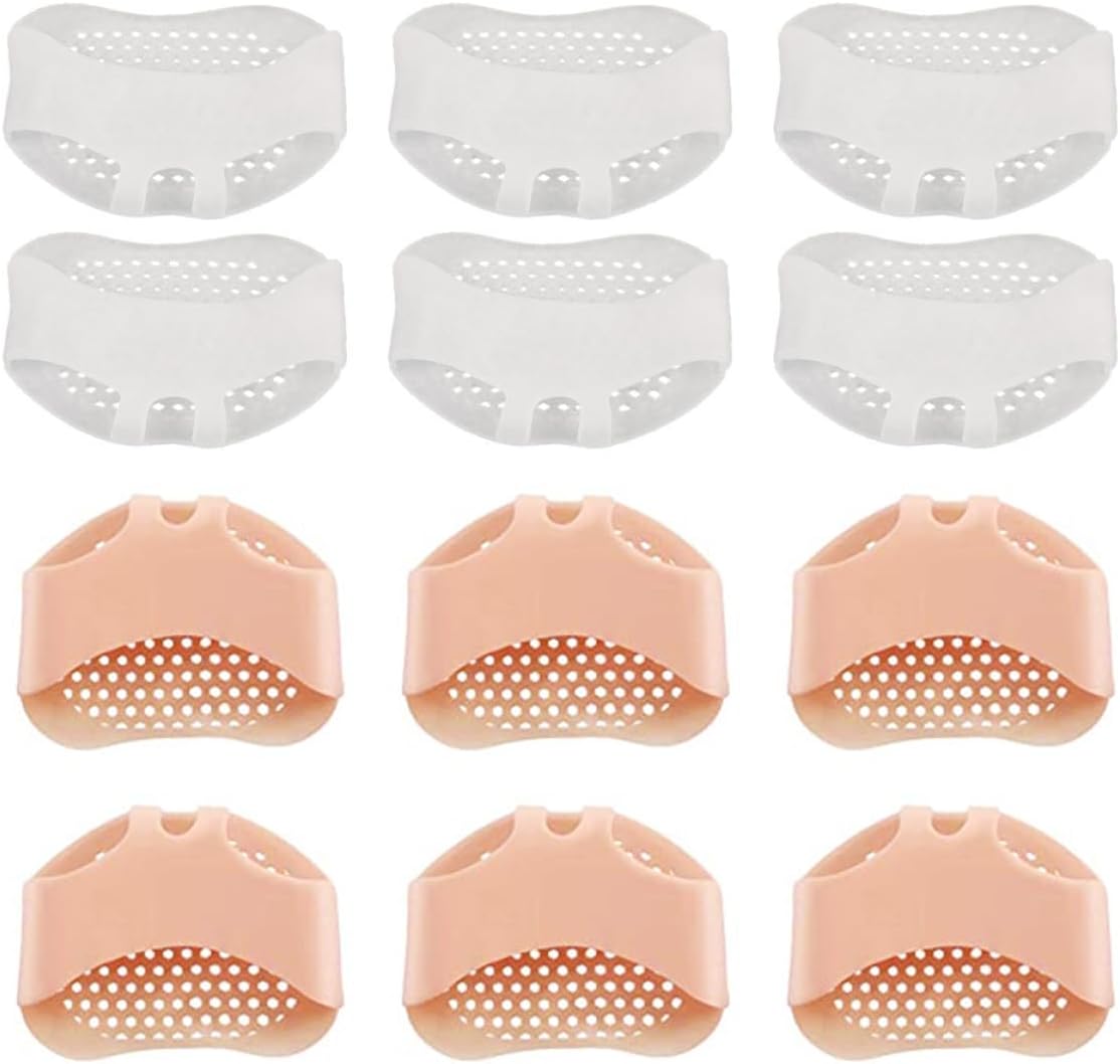 Mipcase Silicone Forefoot Pads 6 Pairs Set Anti-wear Ball of Foot Cushions Non-Slip Honeycomb Soft Gel Inserts for High Heels Women’s Foot Relief Random Color