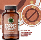 Pure Lab Vitamins Copper Glycinate Mineral Supplement -1 mg - 60 Vegan Caps Essential for Collagen Production, Supports Immune System & Red Blood Cell Formation - Gluten Free Made in Canada