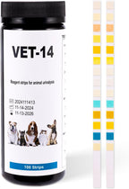 14-Parameter Dog&Cat UTI & Blood Test Strips, 100ct Detect Ketone Urine Protein Glucose Bladder Full Panel Urinalysis Urinary Tract Infection Test Kits Home Testing, for Vet Pet UTI Test