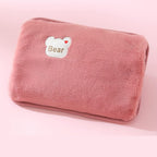 Hot Water Bottle Electric Charging Heating Rechargeable Heat Water Bag Rabbit Fur Soft Hand Warmer Warming Bag，Stress Relief，Premium Cute Cover。 (Color : Pink)