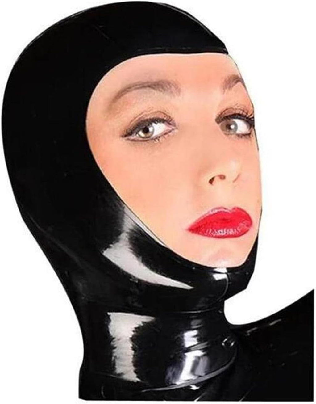 Latex Head Cover Sexy Latex Head Face Hood Rubber HeadMask Back Zipper for Cosplay Party Club Wear (M)