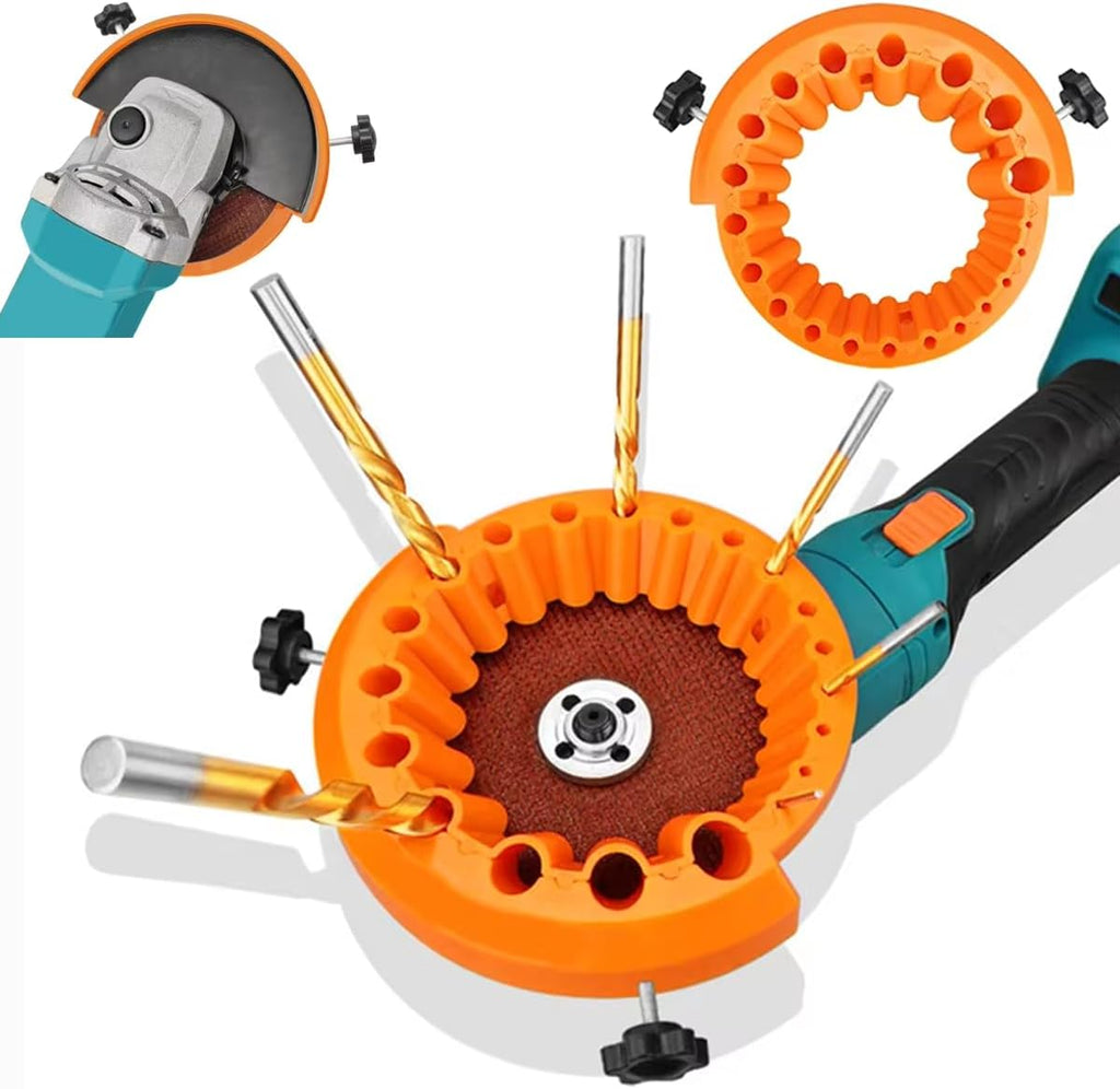 𝐔𝐩𝐠𝐫𝐚𝐝𝐞𝐝 Circular Drill Bit Sharpener for 4-1/2in and 5in Angle Grinder(115mm/125mm), 2-13mm Bits Drill Sharpener, Tightness Afilador De Brocas, Angle Grinder Drill Bit Sharpener (Orange)