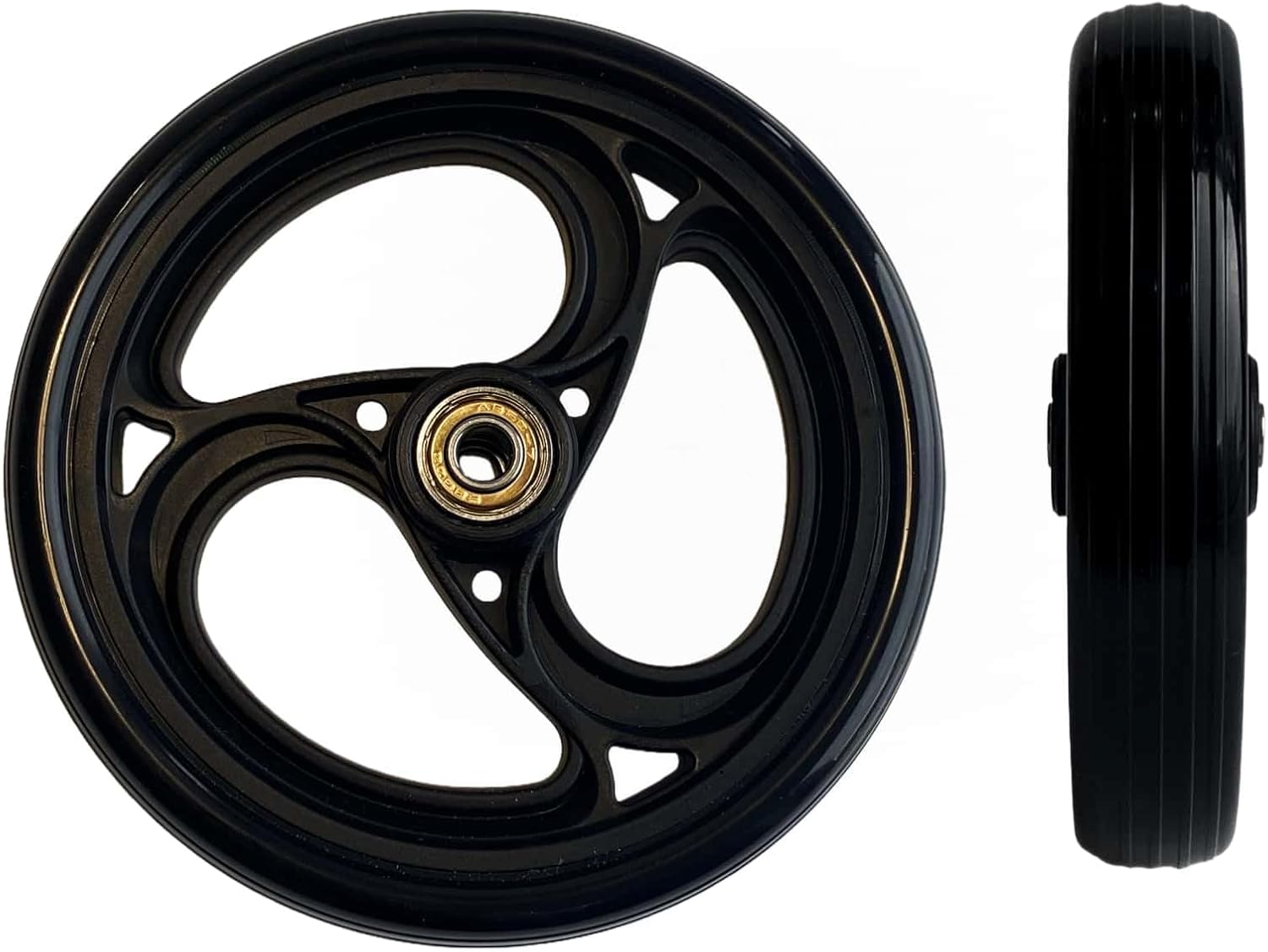2Pcs 6 Inch Charcoal Wheels for Walker - Universal Hard Rubber Walker Wheels Replacement, Fit Drive Rollator & Wheelchair Wheel, All-Floor Safe Rolling, Essential Walker Accessories