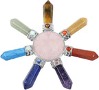 Rockcloud Cone & 7 Chakra Points Energy Generator,Reiki Healing Crystal Stone,Rose Quartz
