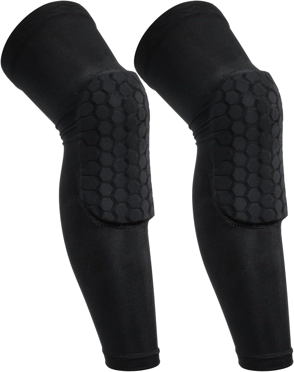 Basketball Knee Pads, 2 Pack Honeycomb Anti Collision Leg Compression Sleeves, Knee Pads Compression Pad Long Leg Sleeve Sports Sleeves for Football Volleyball Soccer Skating (Medium, Black)