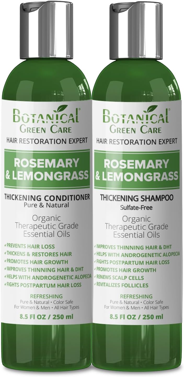 Hair Loss Shampoo Rosemary & Lemongrass & Conditioner Set. (2 items) - Saw Palmetto Hair Growth For Hair Thinning, DHT Blocking.