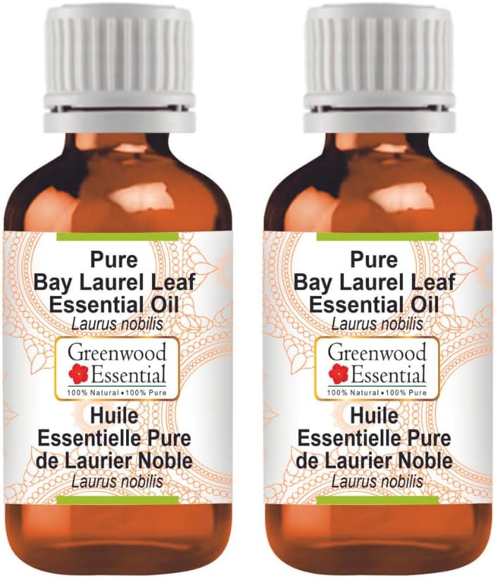 Greenwood Essential Pure Bay Laurel Leaf Essential Oil (Laurus nobilis) Steam Distilled (Pack of Two) 100ml X 2 (6.76 oz)