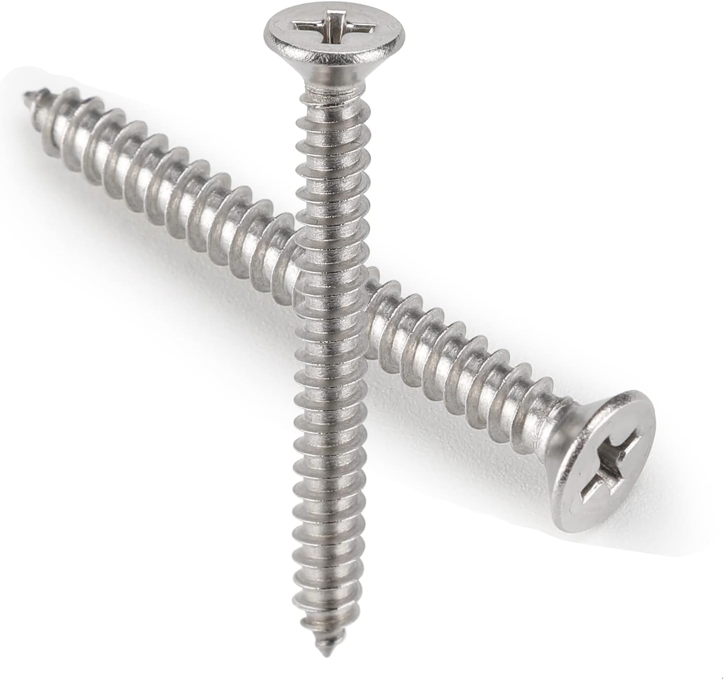 100 PCS #10X2 Stainless Steel Phillips Flat Head Wood Screws,Stainless Steel 18-8 A2(304) Screw,Home Screw Kit by QISHENG