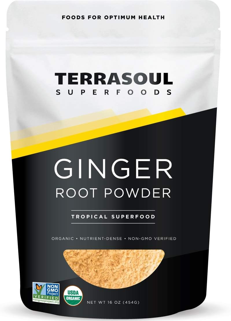 Terrasoul Superfoods Organic Ginger Powder, 1 Lb - Lab-Tested | Raw | Potent Spicy Flavor