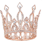 Rhinestone Crown Cake Topper Birthday Party Wedding Decor Supply for Women Lady Girl Bridal Wedding Themed Baby Shower Decorations Birthday Party (Rose Gold)