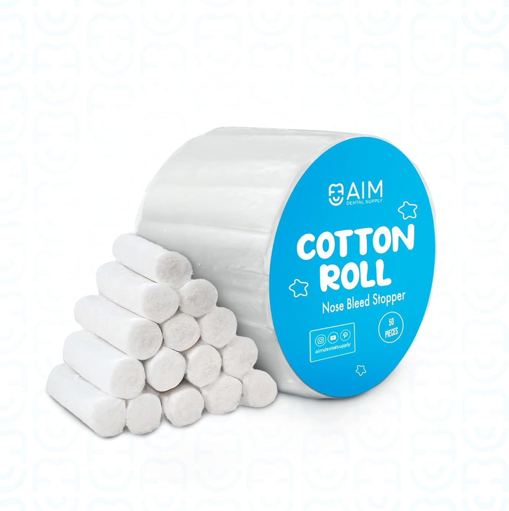 Dental Cotton Rolls - Nose Bleed Stopper - Nose Bleed Plugs for Kids or Adults - Highly Absorbent Gauze Rolls & Cotton Roll - Non Sterile 1.5 Inch Rolled Cotton Pads (Pack of 50)