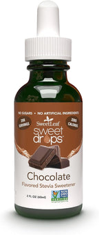 SweetLeaf Sweet Drops- Flavored Stevia Liquid Sweetener, Organic Stevia Extract, Zero Calories, Gluten Free, Keto Friendly, Non GMO, Natural Flavors, Sugar Alternative - Chocolate, 2 Fl Oz (Pack of 1)