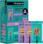 TRUBAR Vegan Protein Bar Variety Pack, Assorted Flavors, Peanut Butter, Macchiato, Cookie Dough, Gluten Free, Vegan Protein Snacks, 12G Plant-Based Protein, High Fiber, Healthy Protein Bars, 12 CT