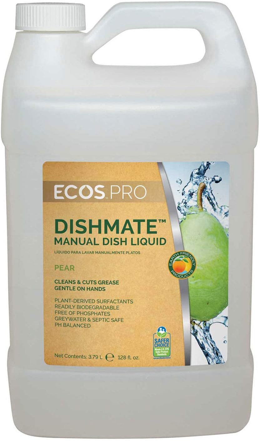 Earth Friendly Products Proline PL9720/04 Dishmate Pear Ultra-Concentrated Liquid Dishwashing Cleaner, 1 gallon Bottles (Pack of 4)