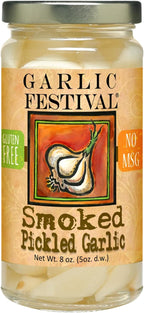 Garlic Festival Foods Smoked Pickled Garlic Cloves - Freshly Made, Subtly Infused, 8 oz Jar
