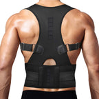 Thoracic Back Brace Posture Corrector - Magnetic Support for Neck Shoulder Upper and Lower Back Pain Relief - Perfect Posture Brace for Cervical Lumbar Spine - Fully Adjustable Belt (Black, Large)