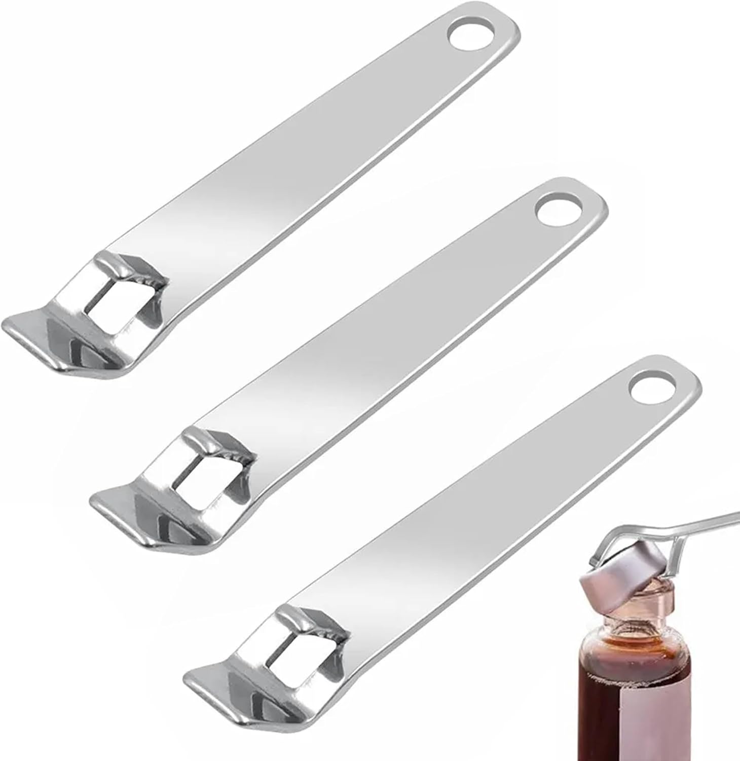 3 Pack Mini Vial Openers - Versatile Stainless Steel Oral Liquid Decappers for Botox, Medicines, and Beverages - Compact and Durable Bottle Opener Tool for Nurses, Pharmacies, and Home Use
