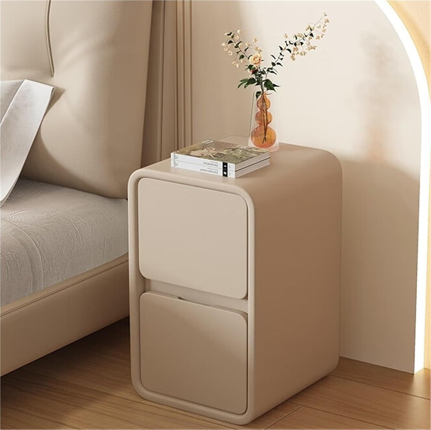 Bedside Table Narrow Nightstand Simple and Modern Wooden Small Space Bedside Table with 2 Drawers Suitable for Bedrooms Living Rooms Study Rooms,Living Room