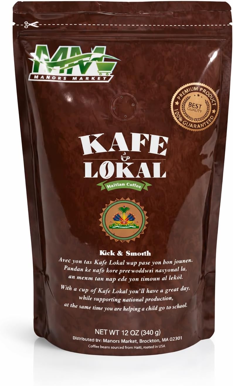 Kafe Lokal Haitian Ground Coffee 9oz – Premium 100% Arabica Dark Roast Coffee, Caribbean Mountain Coffee, Rich Aroma & Smooth Flavor