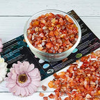 Crocon 1/2 LB Crushed Carnelian Chips Bulk Stone 1100+ Carats Natural Quartz Pieces Irregular Shape Gemstone Tumbling Cabbing Gem Mining Chakra Balancing Reiki and Crystal Healing Home Office Décor