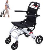 Ultra-Lightweight(Only 13.66lbs) Portable Transit Wheelchair, Folding Transport Wheelchairs for Adults Child, Support 180lbs, Compact Aluminum Wheelchair for Elderly Seniors, Easy to Travel A