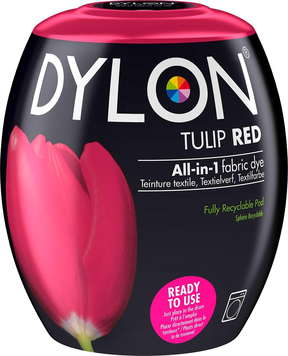 Dylon Washing Machine Fabric Dye Pod for Clothes & Soft Furnishings, 350g – Tulip Red