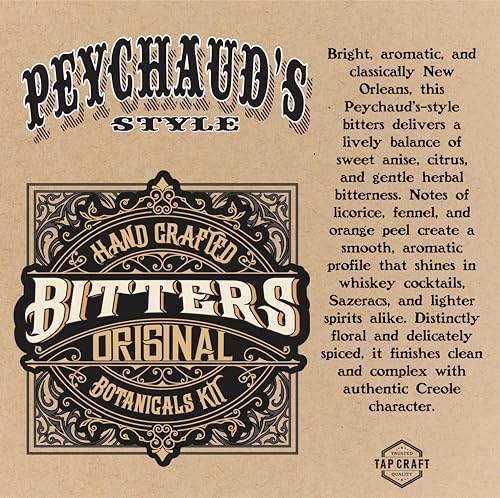 TAPCRAFT Peychaud’s-Style Bitters Making Kit – DIY Cocktail Bitters Kit for Home Mixology and Craft Cocktails – Create Your Own New Orleans Style Aromatic infusion
