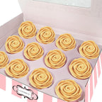 Confect Metallic Edible Champagne Gold Roses | Edible Christmas Cupcake Toppers | Edible Flower For Cake Decorating | Pack Of 12 Edible Metallic Sugar Flowers for Cake Decorating
