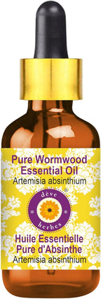 Deve Herbes Pure Wormwood Essential Oil (Artemisia Absinthium) with Glass Dropper Steam Distilled 100ml (3.38 oz)