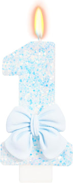 Birthday Candle for Cake, Blue Bow Number Candles, 2.76 inch Number Happy Birthday Candle, Cake Topper Decoration for Birthday Party (Number 1)