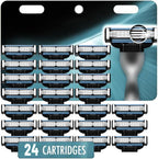 Mach 3 Razor Refills for Men,Razor Blade Refills for Men - 24PCS Compatible with mach 3 razor blades refills with Mach3 Razors, Dual Lubrication Blades for Extra Close & Comfortable Shave