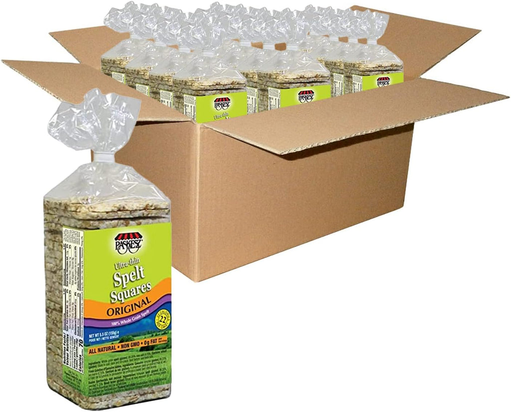Only Kosher Candy Ultra Thin Whole Spelt Cakes Squares, All Natural Whole Grain Spelt, Non GMO, Fat Free (Pack of 12)
