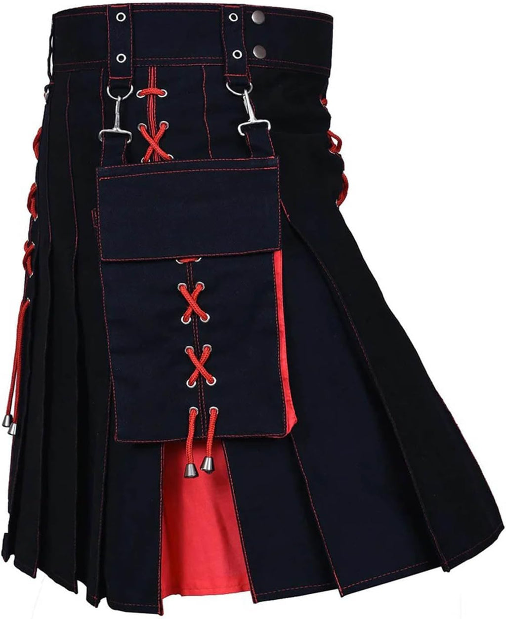 Men's Utility Kilt Scottish Traditional Style Skirt High Waist Plaid Pleated Skirt Mens Modern Gothic Kilts Skirt