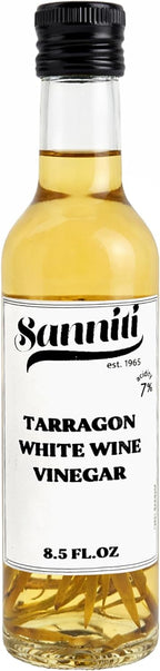 Sanniti French Tarragon White Wine Vinegar, 8.5 fl oz – Aromatic Herb-Infused Vinegar | Gourmet European Pantry Staple