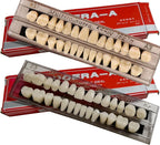56 Pcs False Teeth Dental Complete Acrylic Resin Denture Teeth, 2 Set Whole Teeth Synthetic Polymer Denture Tooth, 23 Shade A2 and A3 Upper + Lower Dental Materials for Replacement, DIY, or Halloween