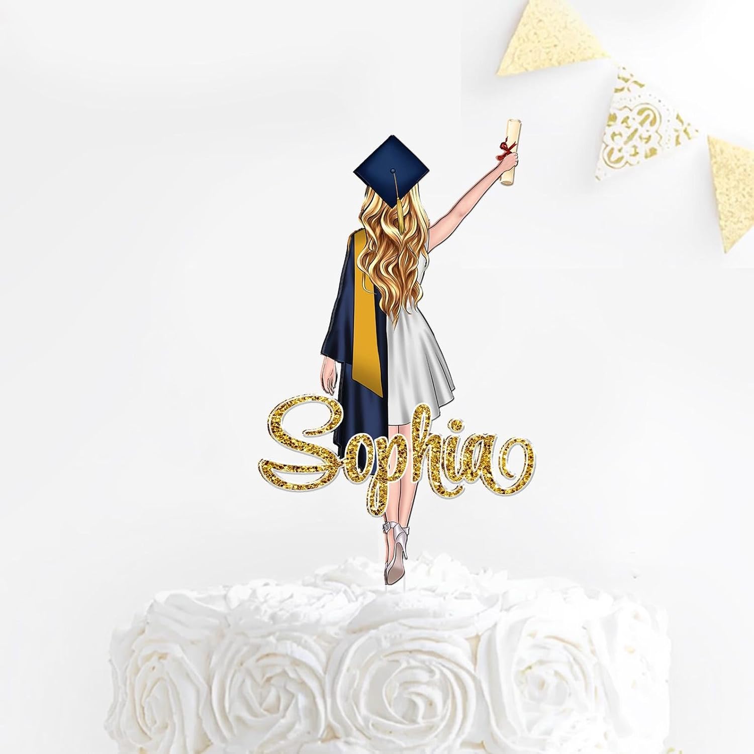 Custom Graduation Cake Topper 2025 for Girls – Personalized Class of 2025 Cake Decorations – Congrats Grad Party Supplies – Graduation Cupcake Toppers 2025 – Glitter Cake Décor