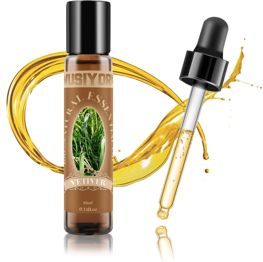 Vetiver Essential Oil 10ML - 100% Pure and Natural Therapeutic Grade Oils for Aromatherapy Diffuser - 0.34 Fl Oz/Vetiver