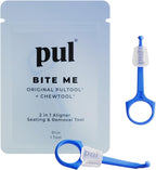 PUL 2-in-1 Aligner Removal Tool and Chewies for Invisalign Aligners, Retainers and Trays - Patented Invisalign Remover Tool for Easy Removal & Secure Fit - Pack of 2, Blue