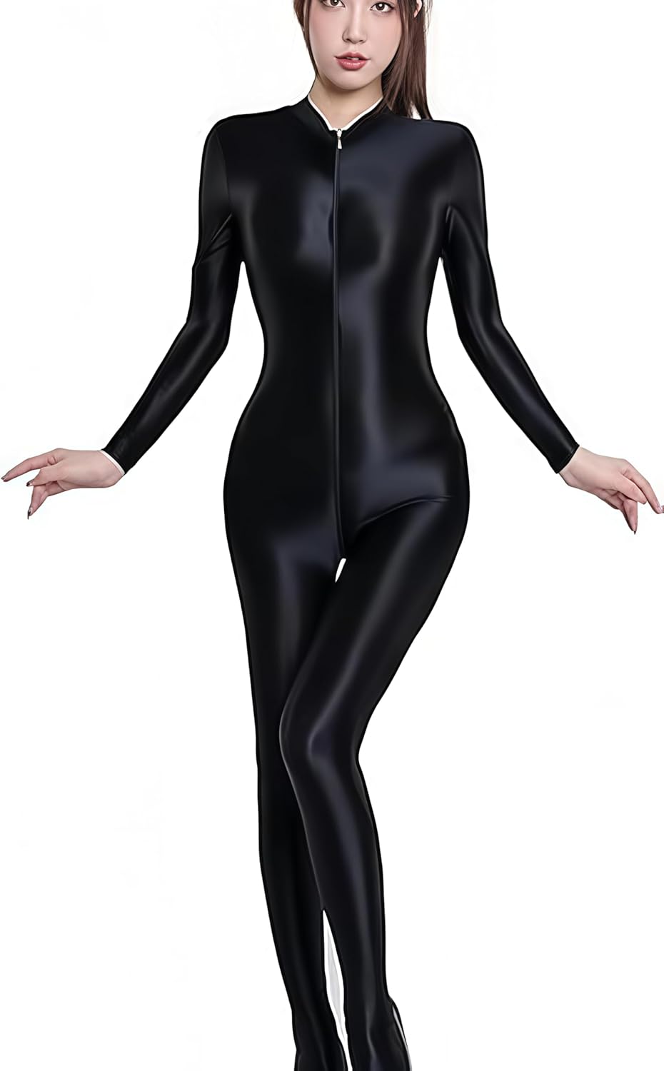 Women's Double Zipper High Elastic Bodysuit Cosplay Bodysuit Lingerie Costume Zentai Catsuit Jumpsuit