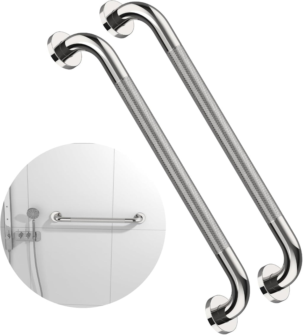 24 Inch Chrome Shower Grab Bar - 1.25 Inch Diameter, ZUEXT Stainless Steel Wall Safety Grab Bar, Bathroom Shower Balance Bar, Safety Hand Rail Support,Handicap Elderly Injury Senior Bath Assist Handle