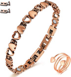 Copper Bracelet for Women Ultra Strength Magnetic Bracelet & Ring Solid Pure Copper with Adjustable Tool (Love)