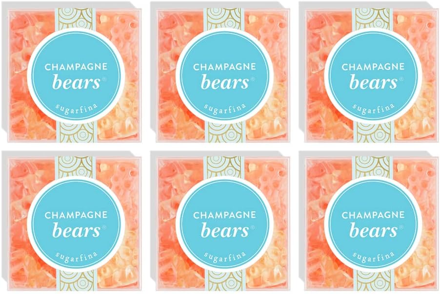 Sugarfina Champagne Bears Small Candy Cube, Gummy Bears, 3.3 oz, 6 Count