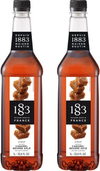 1883 Maison Routin Salted Caramel Syrup, 1 Liter Plastic Bottle (Pack of 2)