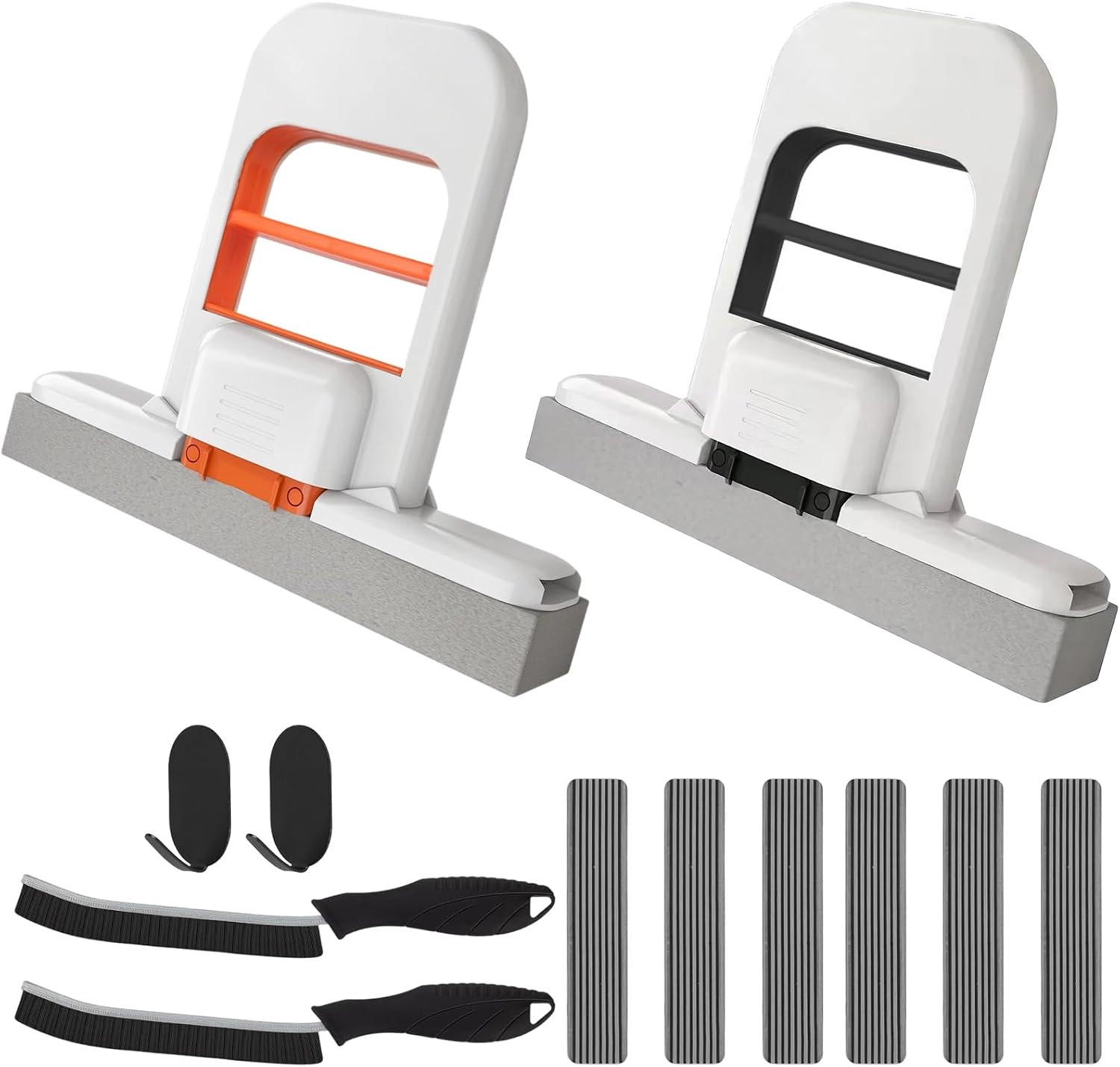 Mini Mop and Cleaning Brush Set, Foldable Self-Squeeze Sponge Mini Mop & Hard Bristle Crevice Cleaning Brush for Small Spaces, Tight Spaces, Gaps, Grout Cleaning, Kitchen, Bathroom, Desktop