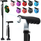 BeneCane Walking Cane for Women Folding Cane for Men with Two Led Lights Quad Cane with Stable Base Lightweight and Adjustable Walking Stick