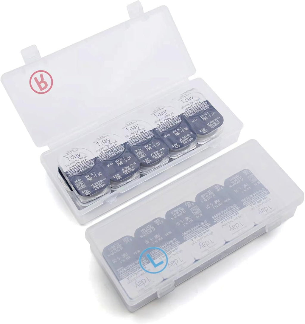 2 Pack Contact Lens Organizer Case,Each Hold 20 PCS, Total Hold 40 PCS, Portable Storage Case for Disposable Daily Contact Lenses, Storage Case with Labeled R&L for All Brand Cosmetic Contact Lens