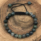 AAA MOSS AGATE Natural Healing Power Gemstone Crystal Beads Unisex Adjustable Macrame Bracelets 8mm
