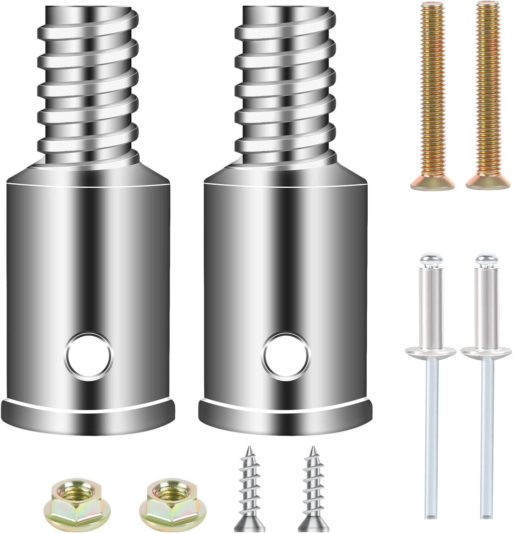 2 Pcs Threaded Tip Replacement,Ultra Threaded Tip Repair Kit Metal Threaded Handle Tips for 1" Wood or Metal Poles Handle Replacement Extension Pole Adapter for Mop,Broom,Household Cleaning Tools
