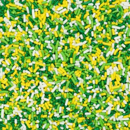 White Yellow Green & Lime Edible Confetti Decorations Sprinkles Desert Jimmies Toppers - 6oz