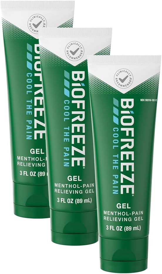 Biofreeze Menthol Pain Relieving Gel Colorless Gel 3 FL OZ Tube for Pain Relief Associated with Sore Muscles, Arthritis, Simple Backaches, and Joint Pain (Packaging May Vary)